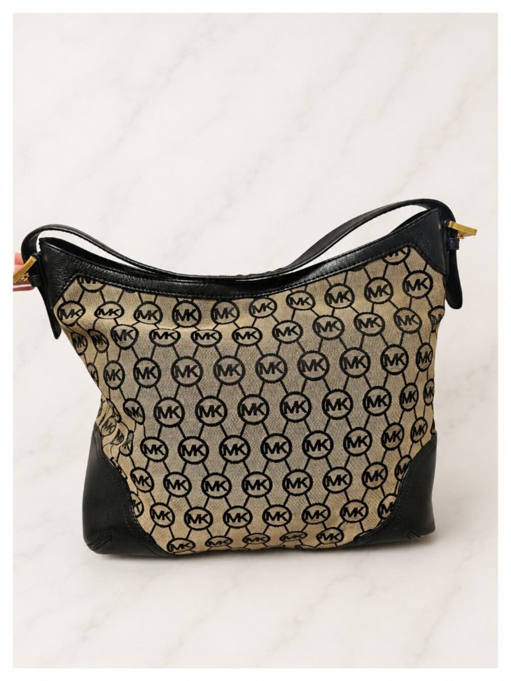 Michael Kors Signature Jacquard Hobo Shoulder Bag – Black & Brown Monogram - Picture 3 of 13